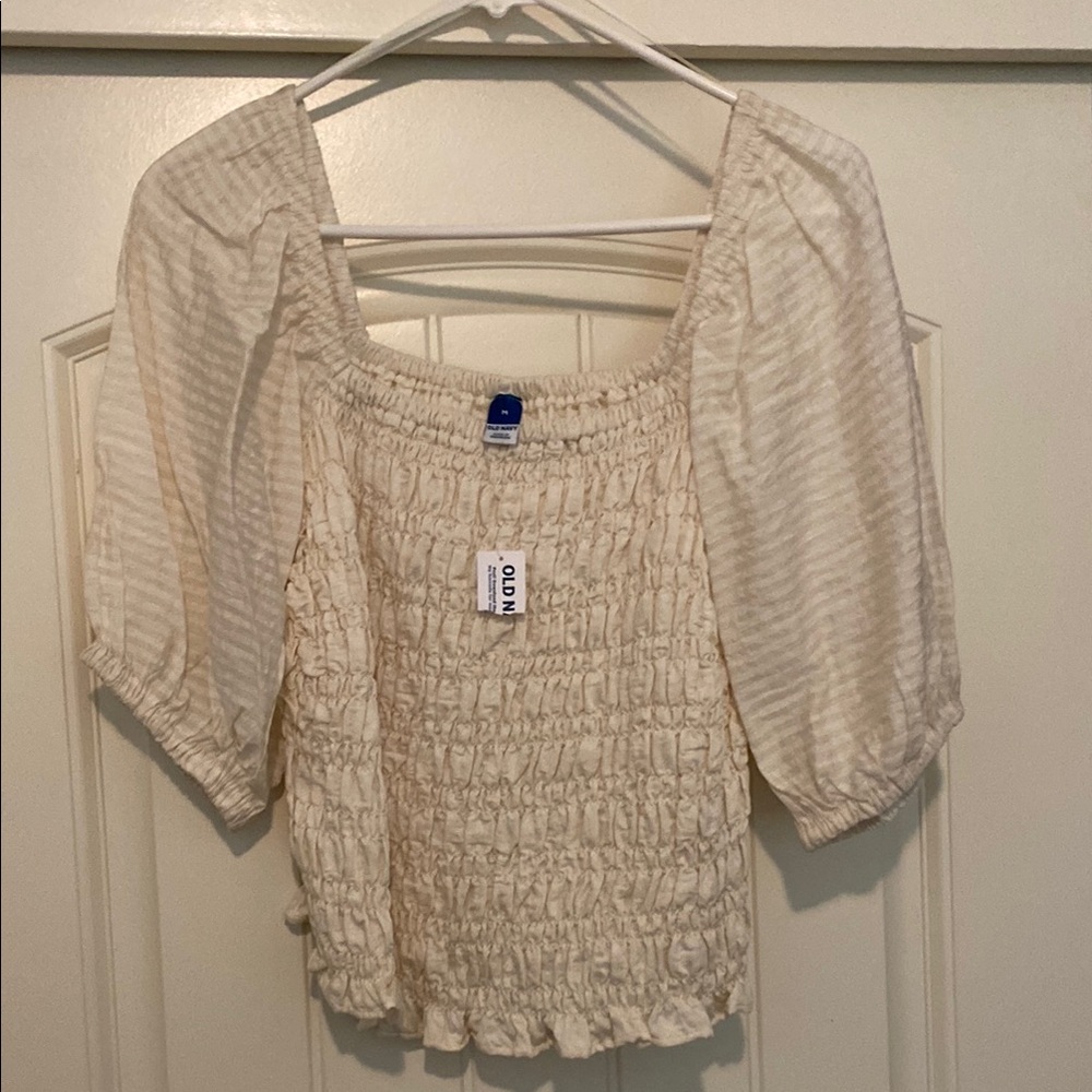 Cream Smocked Women's Top